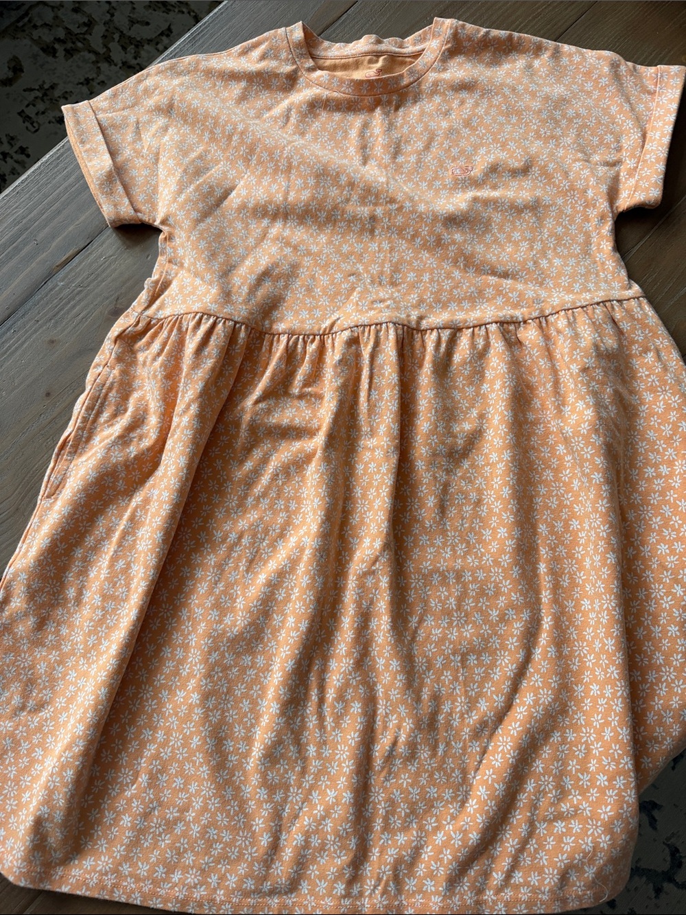 Vineyard Vines Kids Short-Sleeve Floral Peplum Dress - Peach